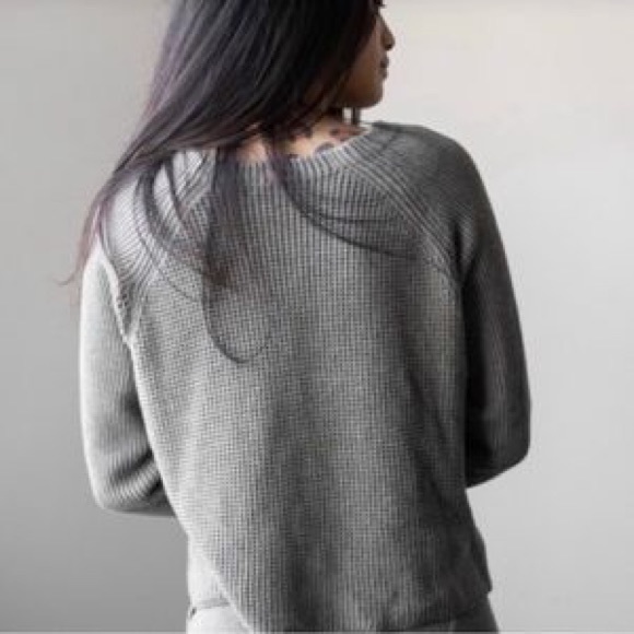 Lunya Pima cotton alpaca waffle knit sweater in Charcoal, sz L - Picture 8 of 11